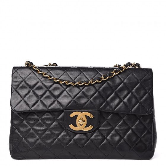 CHANEL Lambskin Quilted XL Jumbo Single Flap Black | Fashionphile