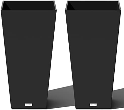 Veradek V-Resin Indoor/Outdoor Taper Planter, Set of 2 (30 inch, Black) | Amazon (US)