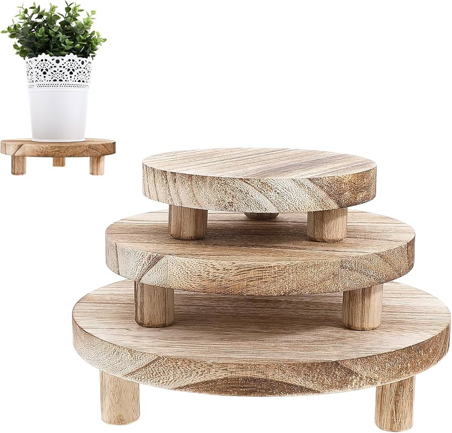 DIVINA VITAE Wood Plant Stand for Display 6"/8"/10" Round Wood Riser Small Wooden Plant Stool Rus... | Amazon (US)