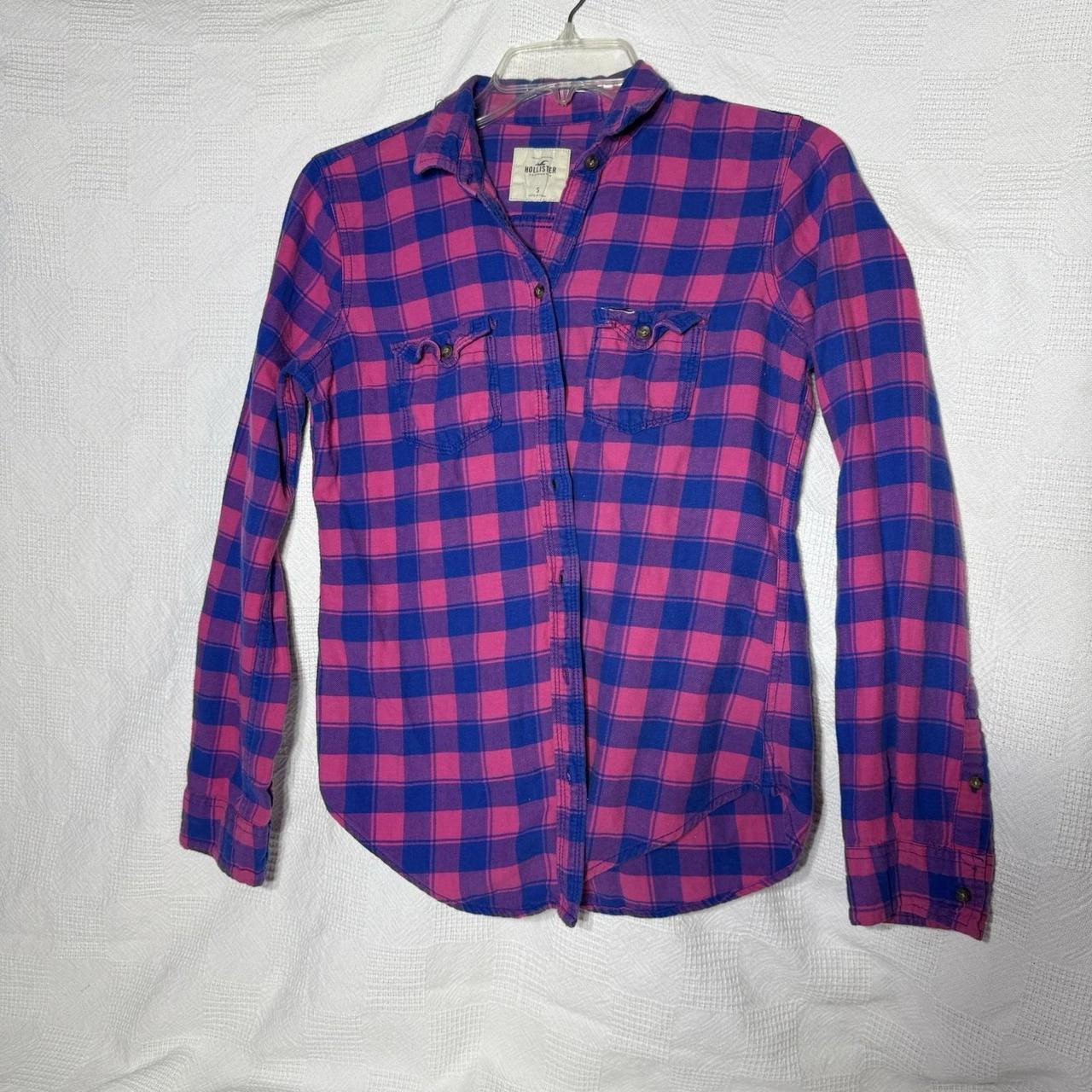Hollister Co. Women's Shirt - Pink/Blue - S | Depop US