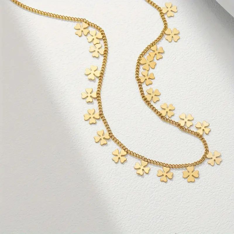Golden Stainless Steel Clover Pendant Necklace Fashion - Temu | Temu Affiliate Program