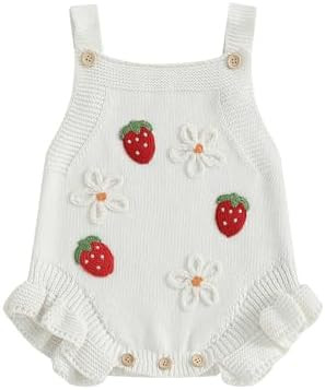 FYBITBO Baby Sweater Knit Romper Newborn Girl Strawberry Sweaters Onesie Overalls Fall Winter Clo... | Amazon (US)