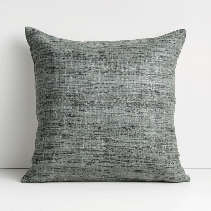 Dark Grey 20"x20" Square Cotton Sari Silk Decorative Throw Pillow with Down-Alternative Insert + ... | Crate & Barrel