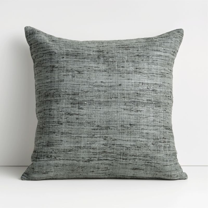 Dark Grey 20" Cotton Sari Silk Pillow with Feather-Down Insert + Reviews | Crate and Barrel | Crate & Barrel