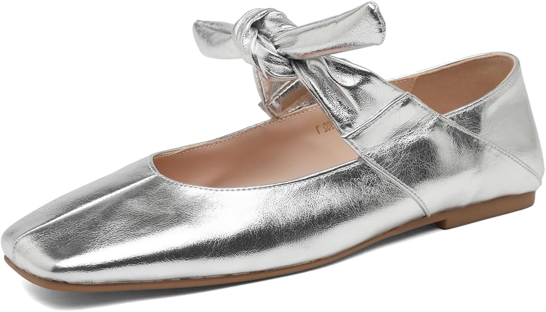 Silver Mary Jane for Women Ballet Flats for Women Square Toe Flats for Women | Amazon (US)