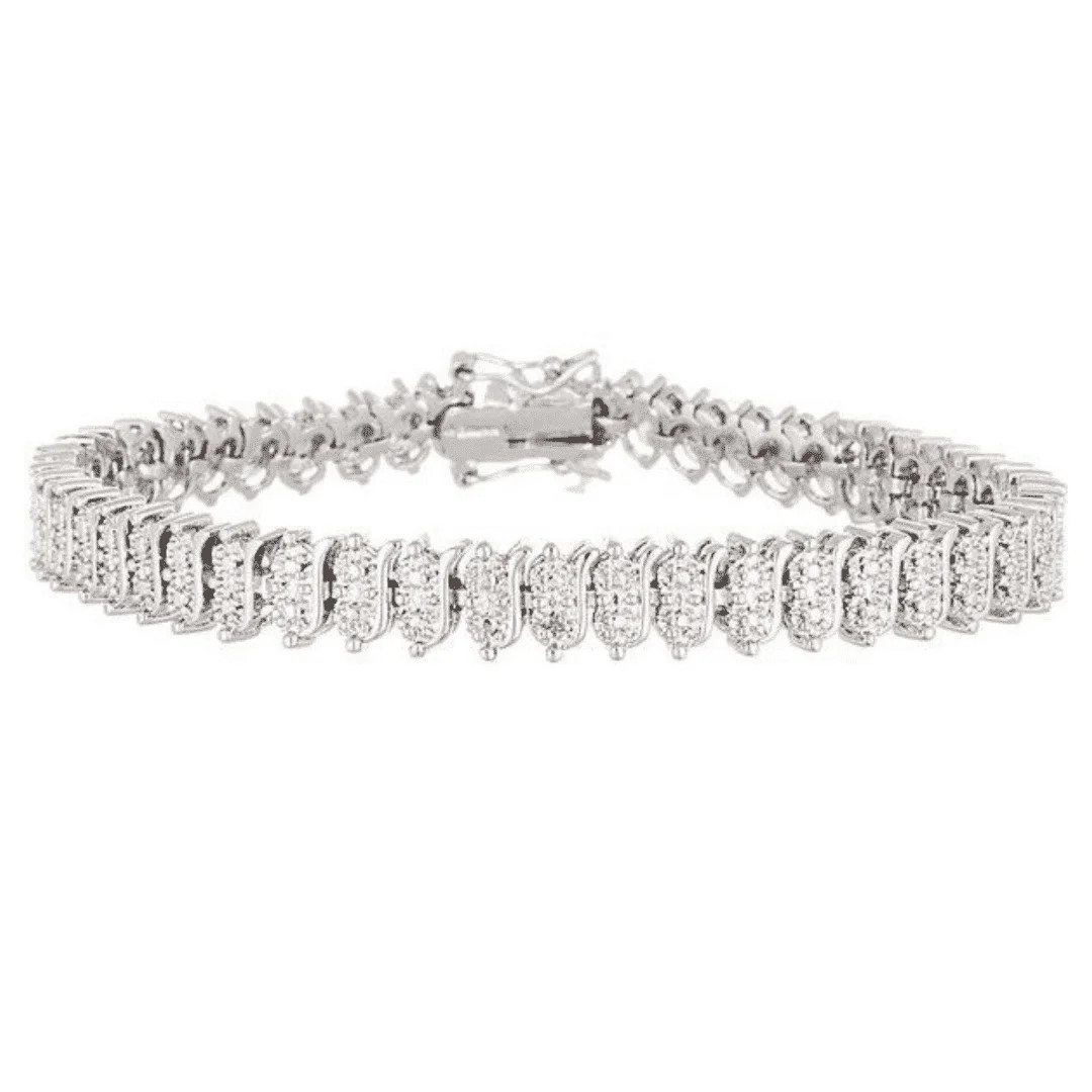 Amy and Annette Tennis Bracelet with Simulated Diamonds, 18K White Gold Plated, Jewelry | Walmart (US)