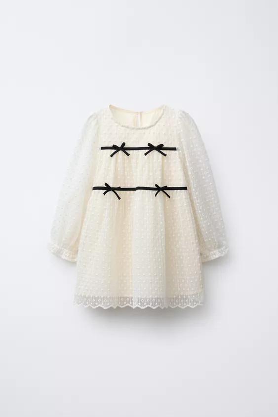 EMBROIDERED TULLE DRESS WITH BOWS | Zara US