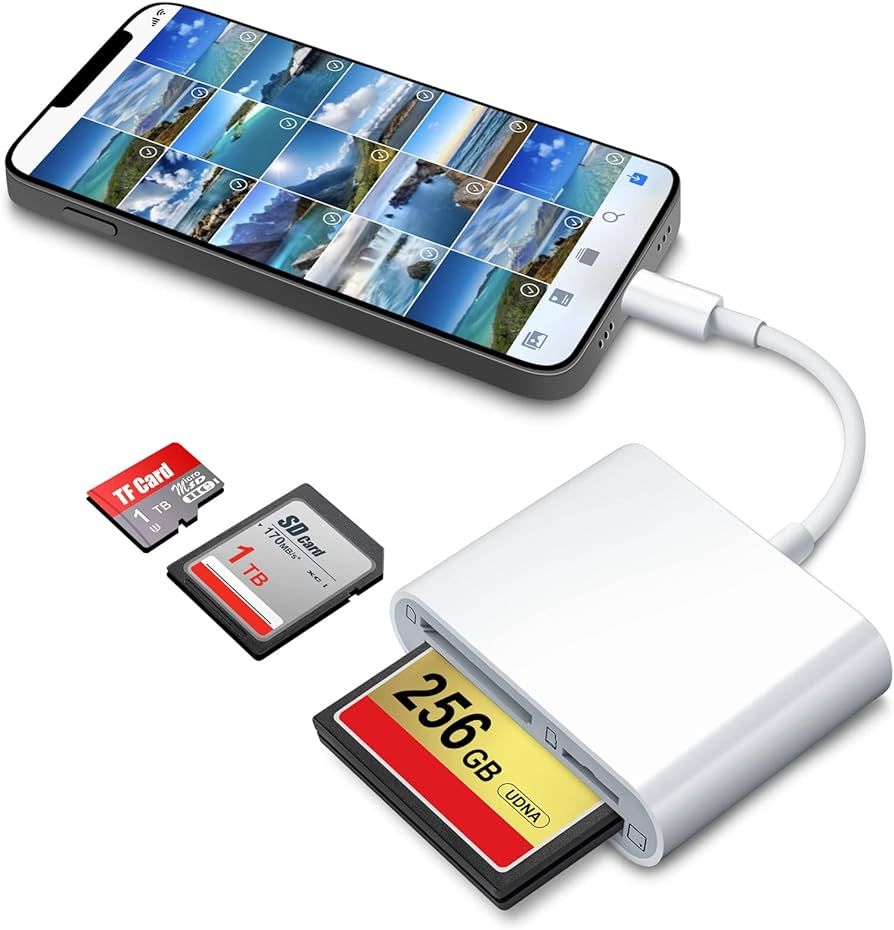 DenicMic SD CF Card Reader Compatible with iPhone/iPad SD CF TF Memory Card Reader Adapter Digita... | Amazon (US)