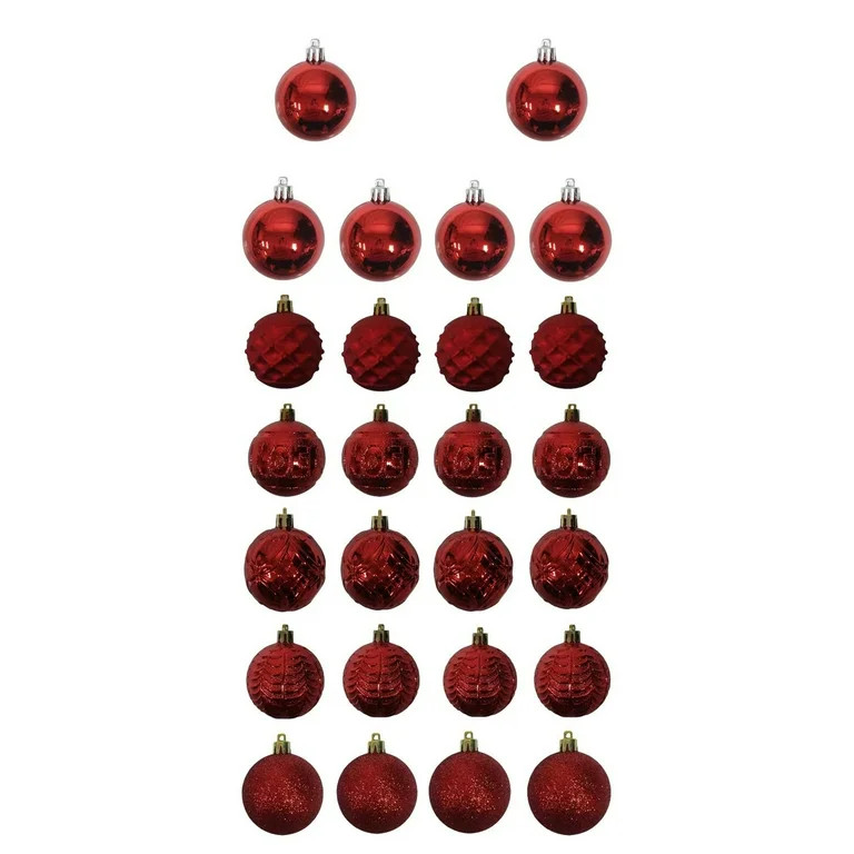 Red Shatterproof Christmas Ball Ornaments, 2.29 in, 26 Count, by Holiday Time | Walmart (US)
