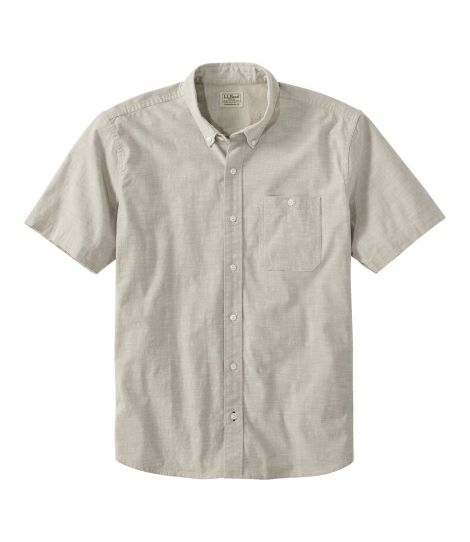 Men's Comfort Stretch Chambray Shirt, Traditional Untucked Fit, Short-Sleeve | L.L. Bean