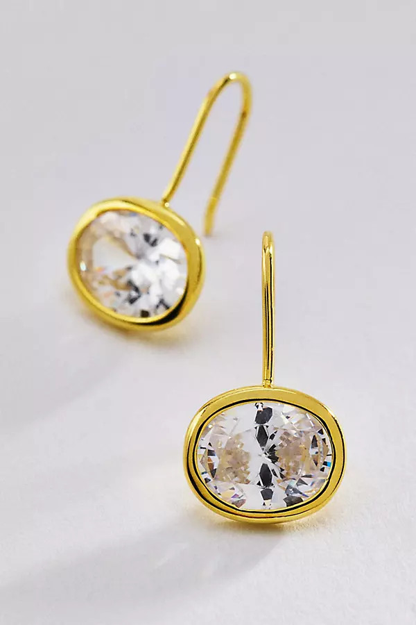 Fallon Bezel Oval French Hook Earrings | Anthropologie (US)