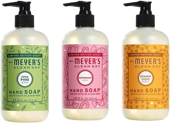 Mrs. MEYER'S CLEAN DAY hand soap Scent Variety Pack, (Peppermint + Iowa Pine + Orange Clove) | Amazon (US)