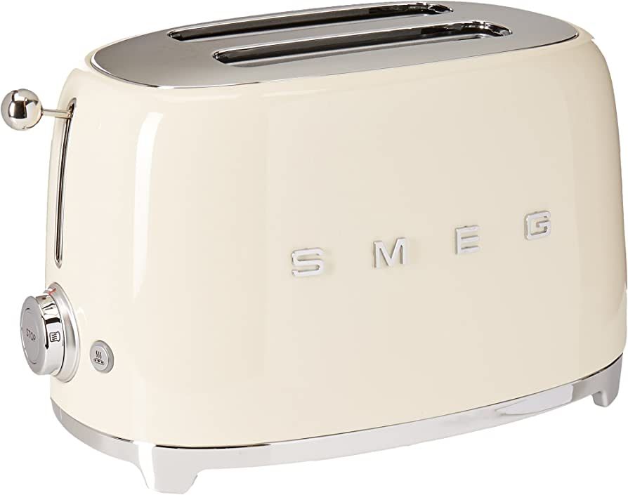 Smeg TSF01CRUS 50's Retro Style Aesthetic 2 Slice Toaster, Cream | Amazon (US)