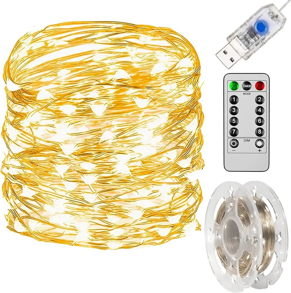 Amazon.com: 200-LED Fairy Lights with Remote & Timer, 66FT Waterproof USB Fairy String Lights, Pl... | Amazon (US)