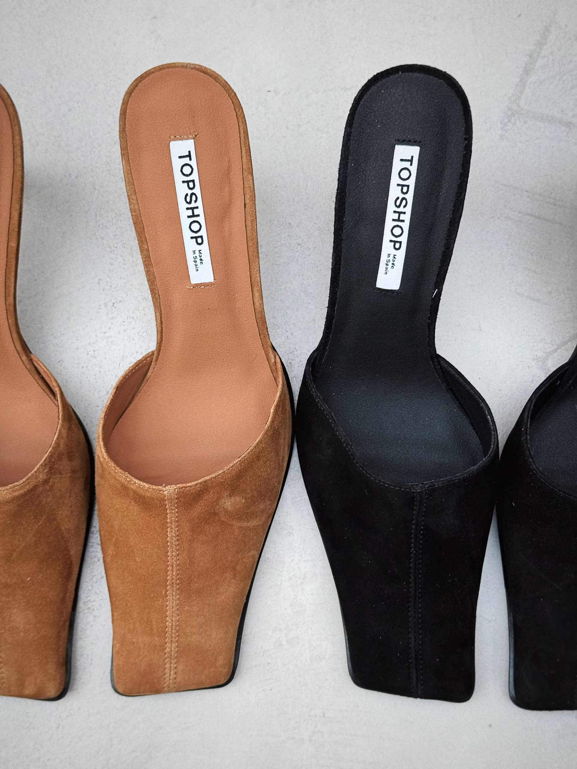 Topshop Premium Dante real suede square toe heeled mules in black | ASOS | ASOS (Global)