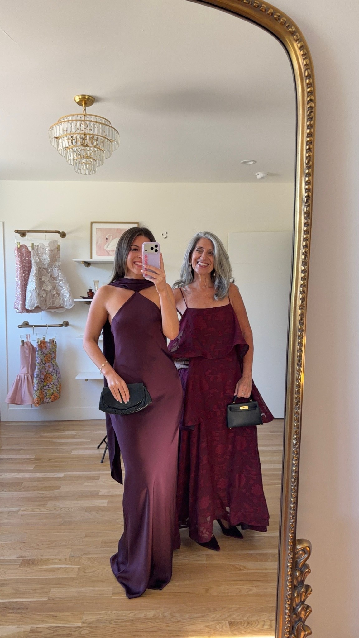 plum satin halter gown with a crisscross neckline, burgundy tiered maxi dress with thin straps mom and me formal wedding guest and mother of the bride dresses 💍

revolve: tulip
vivrelle: emerson20
electric picks: emerson20

I’m 5’4” and wear a size small/2 

mom is 5’4” and wears a medium/6

fall wedding guest dresses, wedding guest dresses, cocktail dresses, semi-formal dresses, black tie wedding guest dresses, destination wedding guest dresses, garden party dresses, wedding guest outfit ideas, mom & me outfits, mom & me dresses, matching outfits, mother daughter outfits, family photo outfits, wedding guest dresses, mother of the bride, mother of the groom, wedding guest outfit ideas

#LTKWedding #LTKU #LTKgrwm