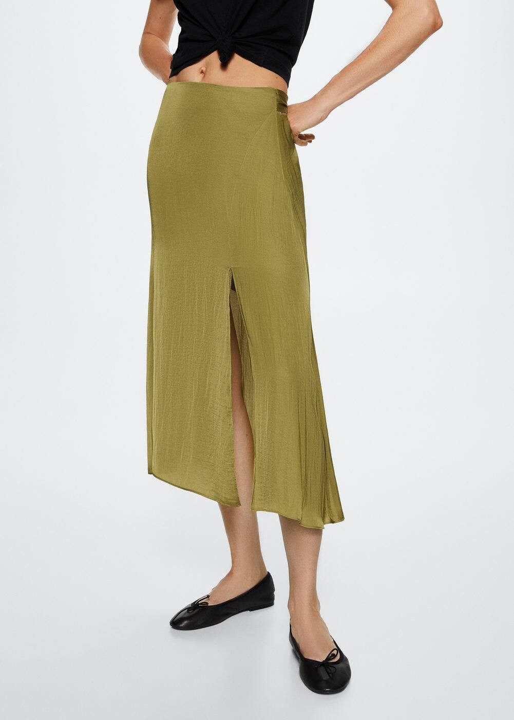 Bow satin skirt -  Women | Mango USA | MANGO (US)
