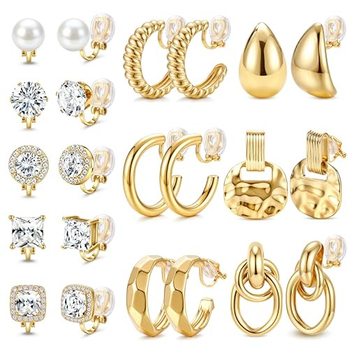 THUNARAZ 11 Pairs Clip on Earrings for Women Non Pierced Earrings Set | Amazon (US)