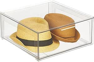 mDesign Plastic Stackable Closet Storage Organizer Bin Containers with Front Pull Drawer for Cabi... | Amazon (US)