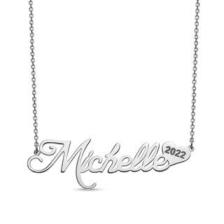 Engravable Graduation Year Heart Accent Script Name Necklace (1 Line and Year)|Zales | Zales