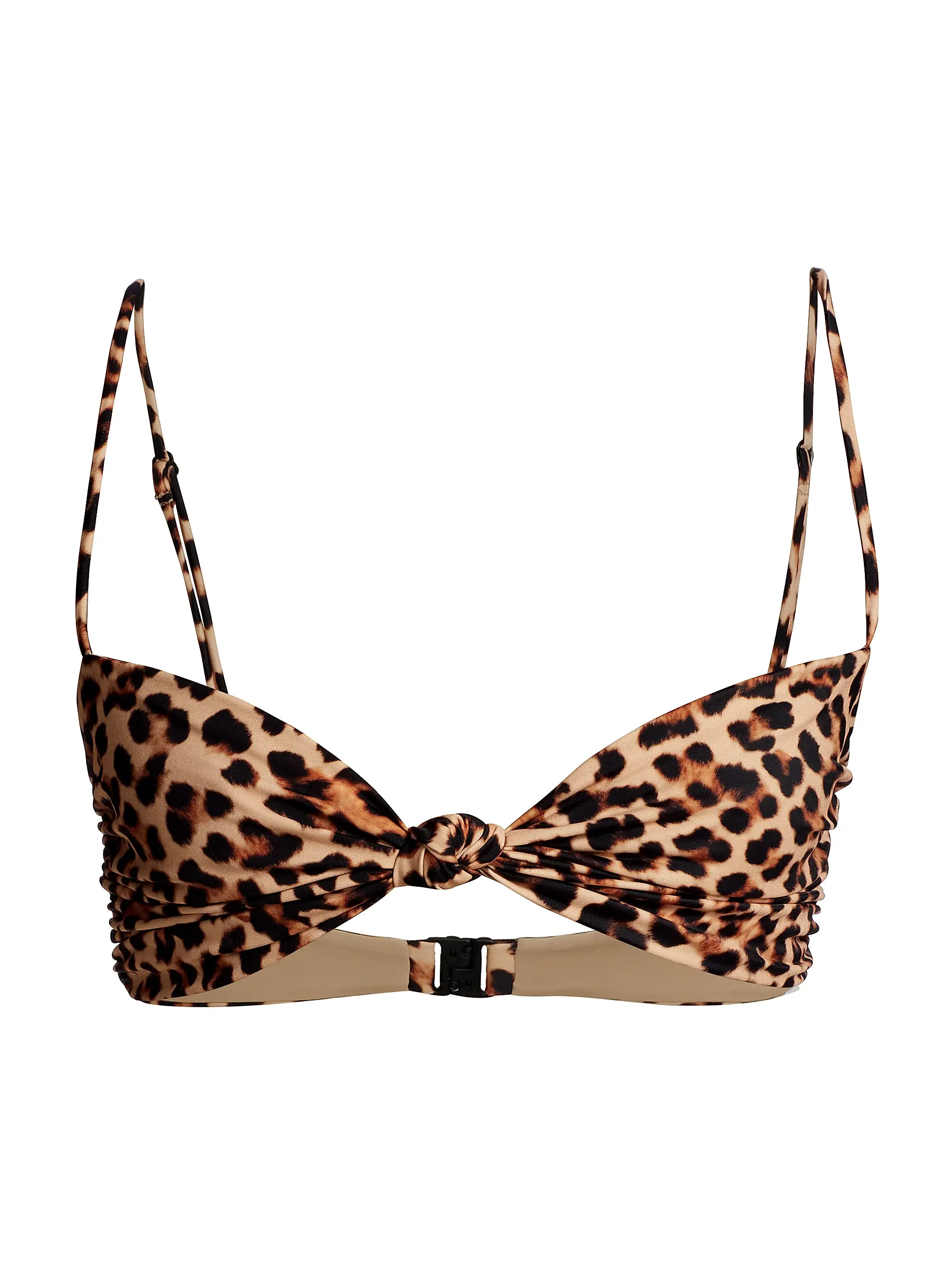 Mirame Leopard-Print Knotted Bikini Top | Saks Fifth Avenue