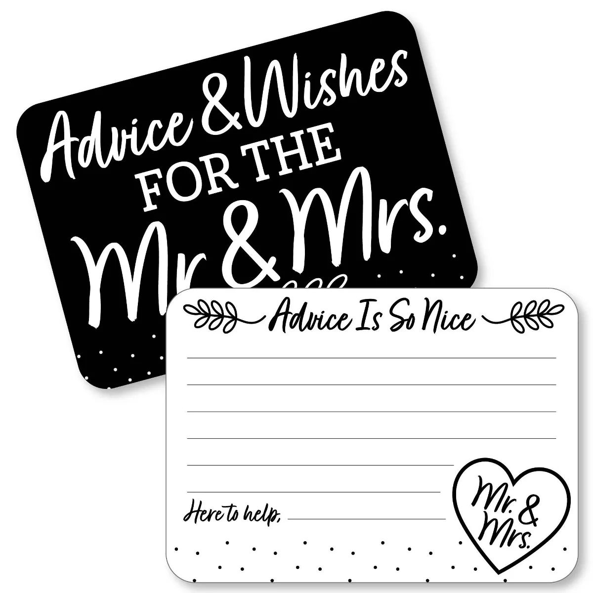 Big Dot of Happiness Mr. and Mrs. - Wish Card Black and White Wedding or Bridal Shower Activities... | Target