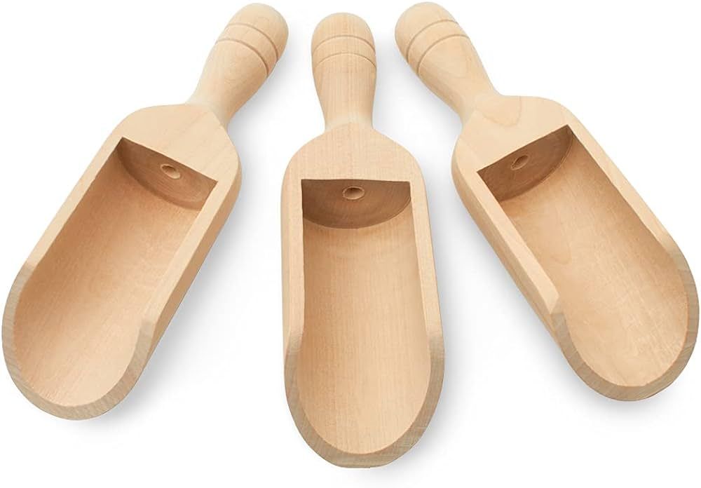 Large Wooden Scoops Unfinished 8 inch, Pack of 3 Birch Wooden Scoops for Canisters, Flour & Sugar... | Amazon (US)