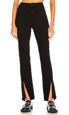 PISTOLA Teagan High Rise Vented Straight in Dark Vinyl from Revolve.com | Revolve Clothing (Global)