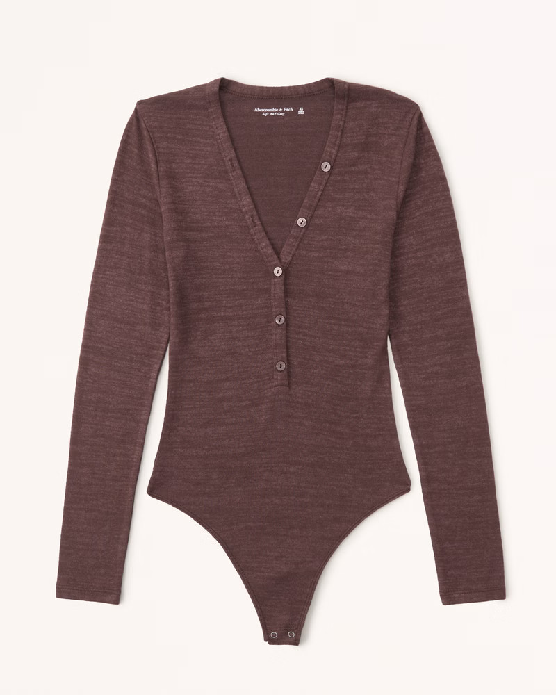 Long-Sleeve Cozy Henley Bodysuit | Abercrombie & Fitch (US)