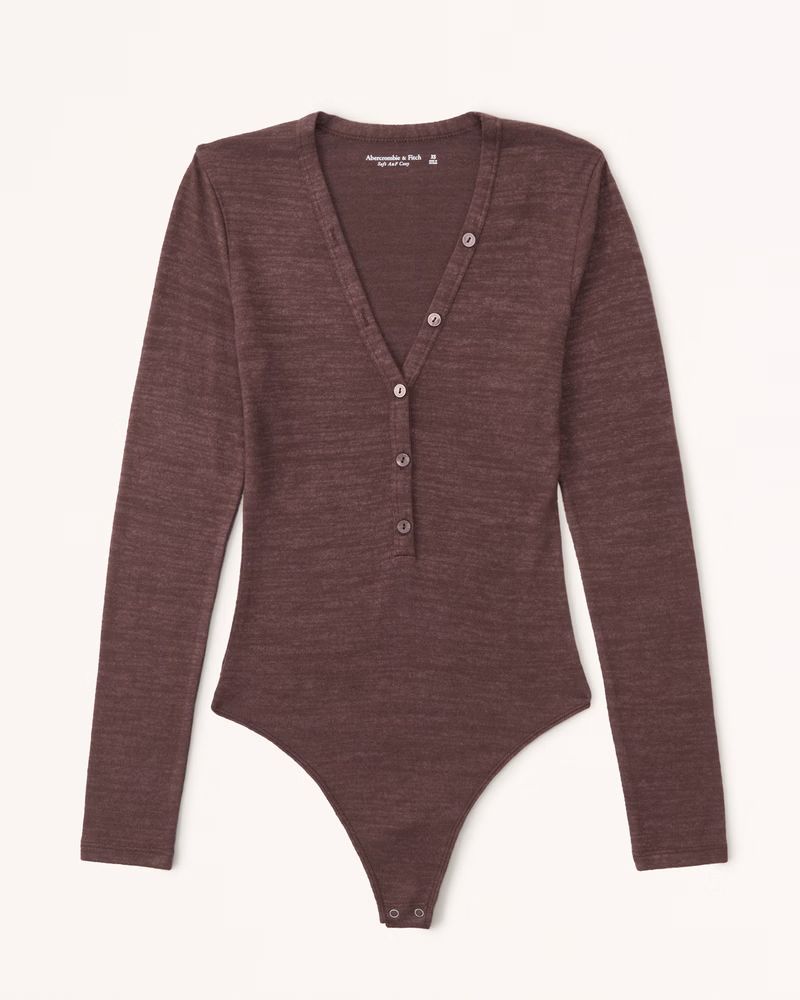 Women's Long-Sleeve Cozy Henley Bodysuit | Women's Up To 50% Off Select Styles | Abercrombie.com | Abercrombie & Fitch (US)