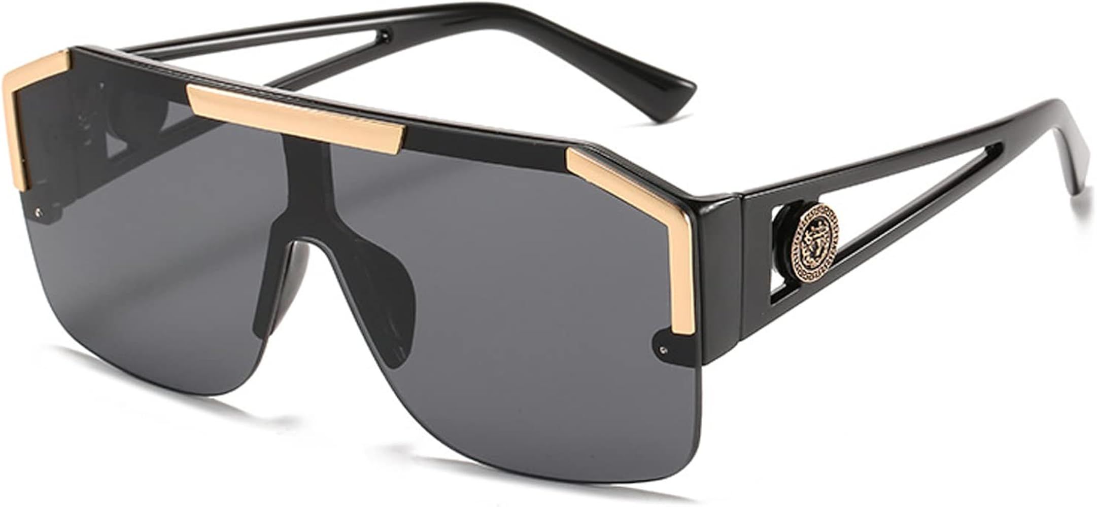 Dollger Übergroße Sonnenbrille mit flachem Oberteil Herren Damen Quadratisch Einteilig Halbrandlose  | Amazon (DE)