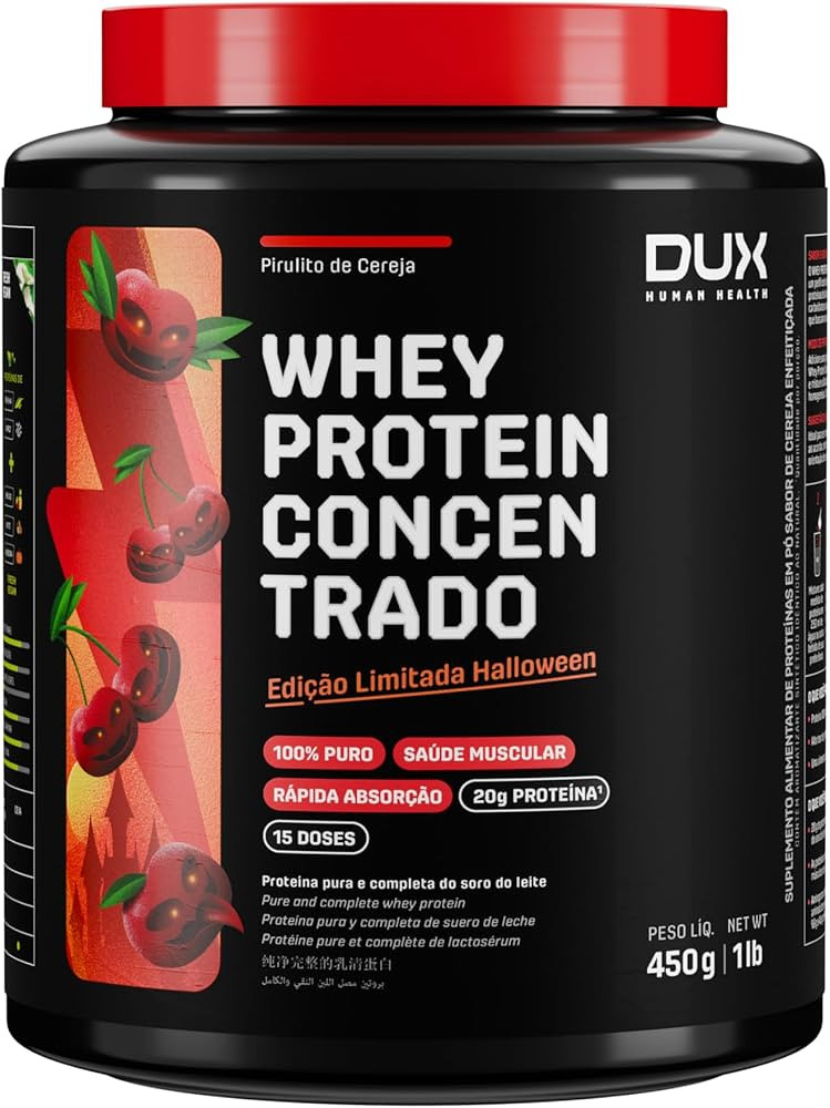 DUX HUMAN HEALTH - Whey Protein Concentrado Sabor Pirulito de Cereja - Edição Especial Hallowee... | Amazon (BR)