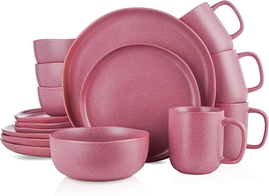 Stone Lain Tom Stoneware 16-Piece Reactive Glaze Dinnerware Set, Plates and Bowls Set, Microwave ... | Amazon (US)