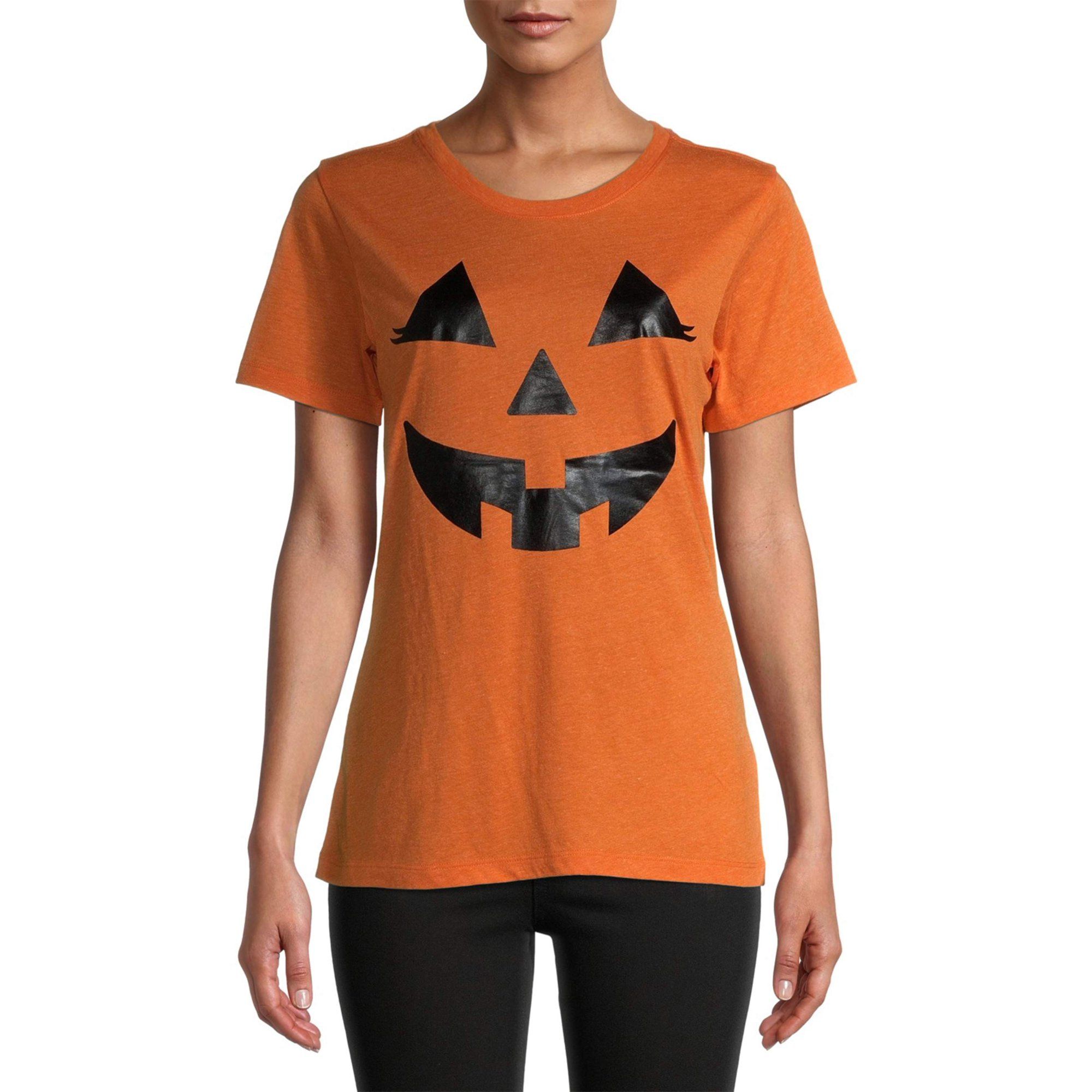 Way to Celebrate - Way To Celebrate Women’s Pumpkin Face T-Shirt - Walmart.com | Walmart (US)