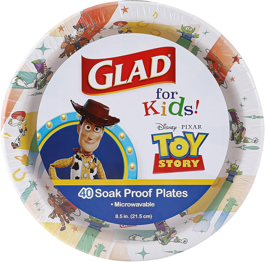 Glad for Kids Disney Pixar Toy Story 8.5” Paper Plates | Disney Pixar Paper Plates, Kids Snack ... | Amazon (US)