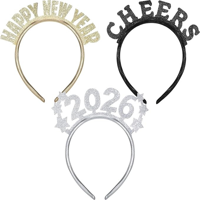3 Pcs Happy New Year Headband for Women Let's Party Cheers Headband 2026 New Year's Eve Party Gif... | Amazon (US)