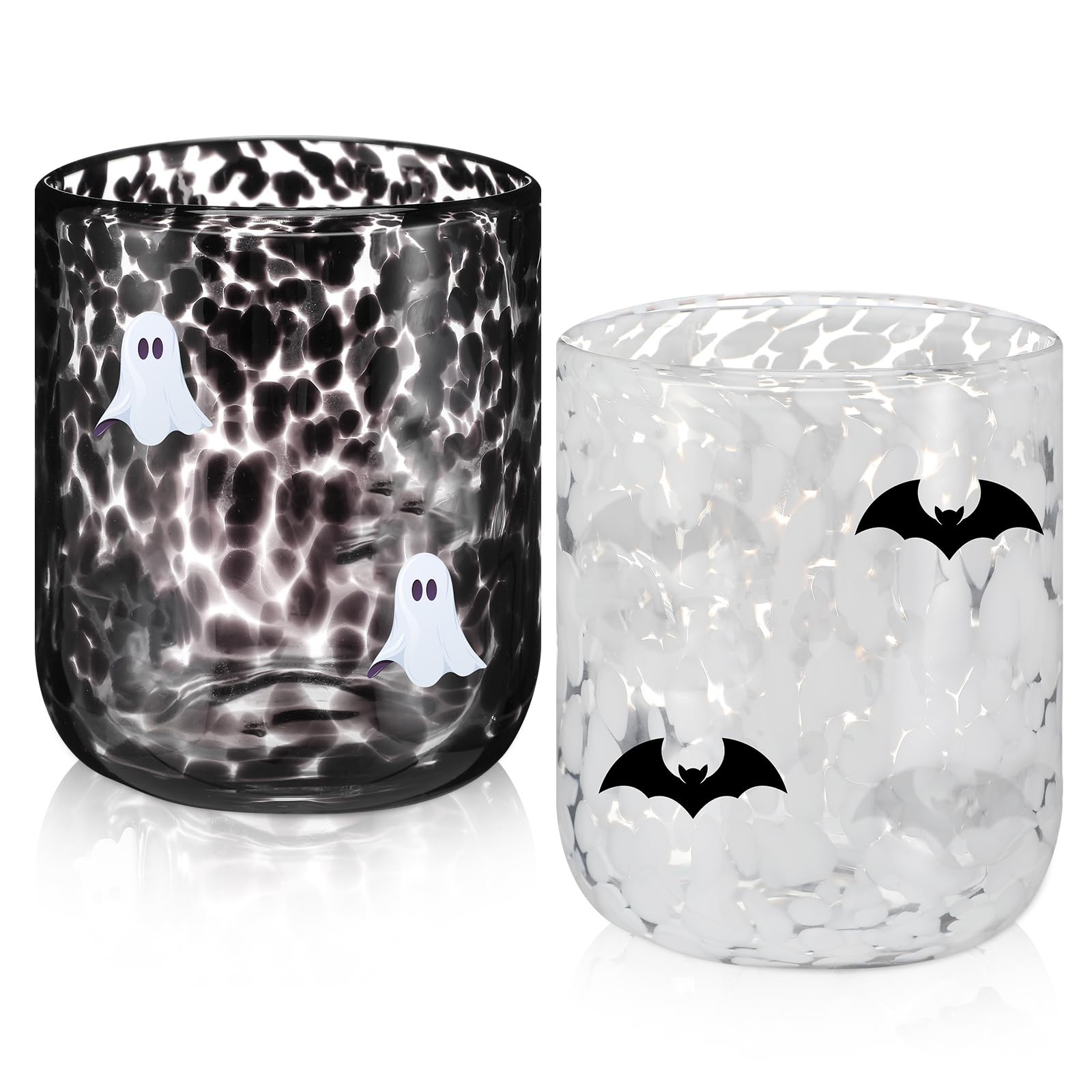 2 Pcs Icon Glass Cups - 16 oz Cute Icon Juice Glass Double Old Fashioned Hand Blown Drinking Cups for Holiday Party Home Decor Lovely Gifts(Halloween Style) | Amazon (US)
