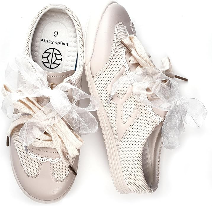 Women's Breathable Knit Slip On Mules - Casual Lace-Up Sneakers with Arch Support, Lightweight Fl... | Amazon (US)