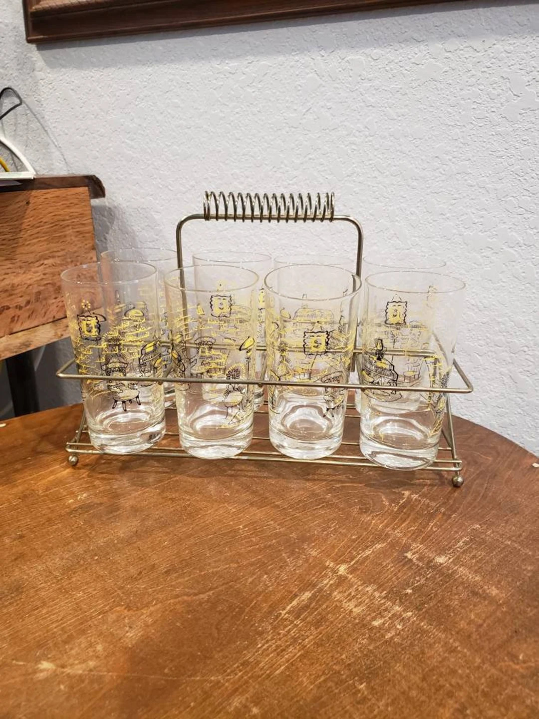 Vintage Set of 8 MCM Retro Water Glasses With Drink Caddy - Etsy | Etsy (US)