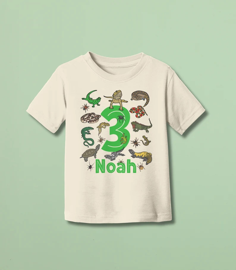 Reptile and Spider Birthday Shirt Kids Youth and Toddler Sizing Reptile Insect Lover Birthday Gif... | Etsy (US)