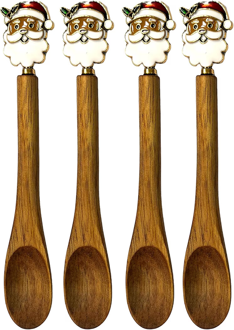 4PCS Small Wooden Spoons for Eating, Collection Christmas Spoons, Christmas Coffee Spoons,Wooden ... | Amazon (US)