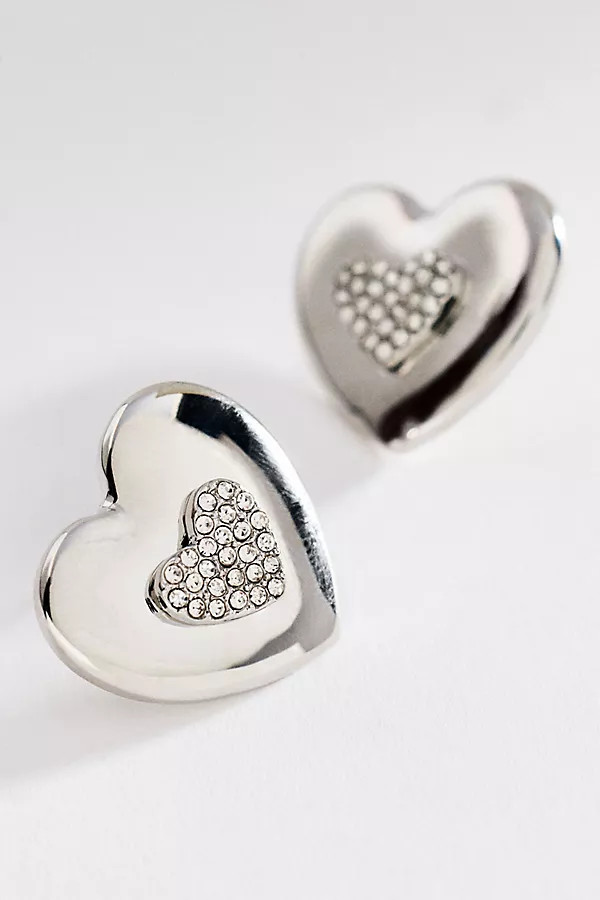 Pavé Heart Post Earrings | Anthropologie (US)