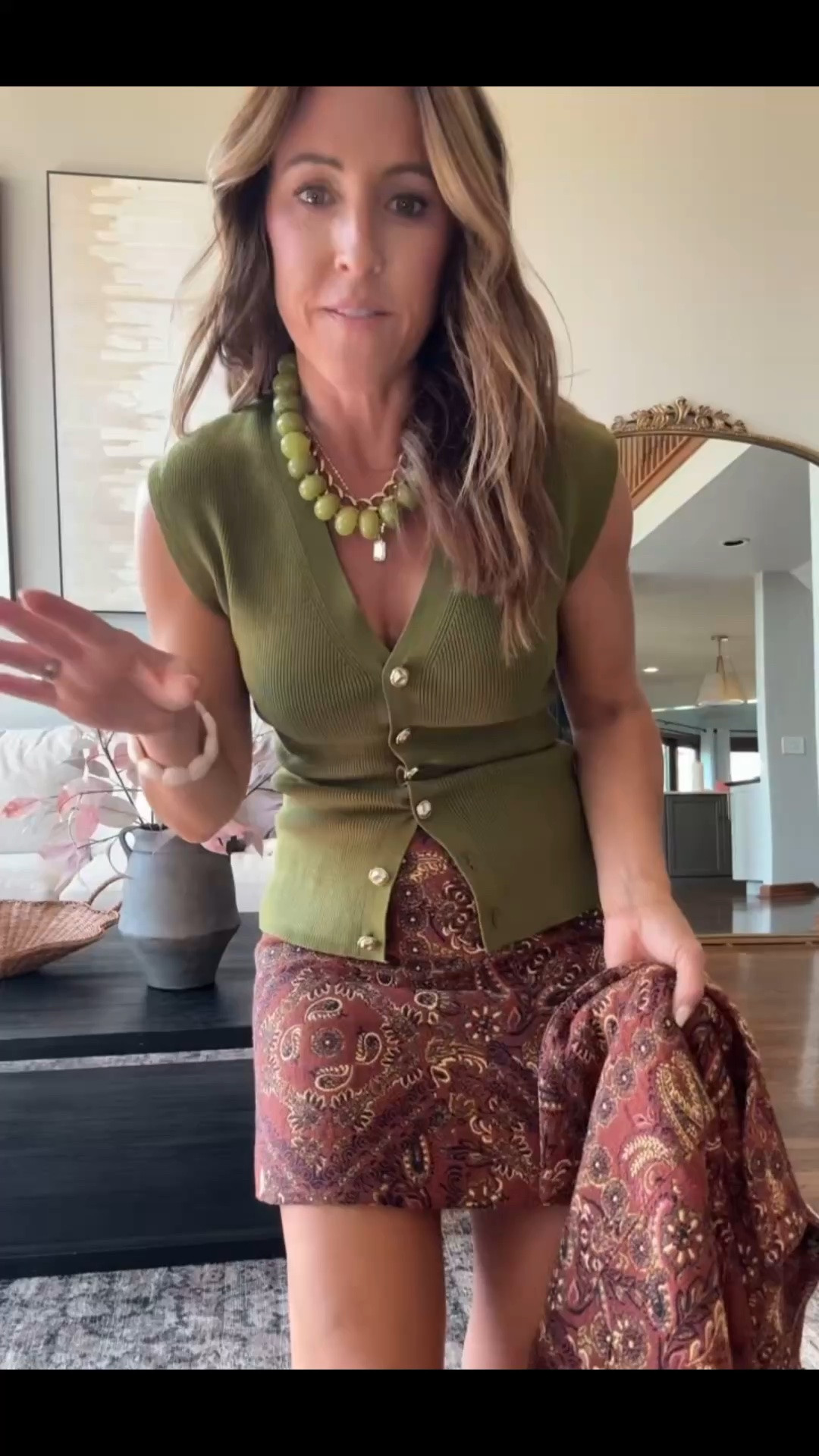 This jacquard skirt is so pretty 
Size 2. XS green top. XS jacket

#LTKgrwm #LTKSeasonal #LTKOver40