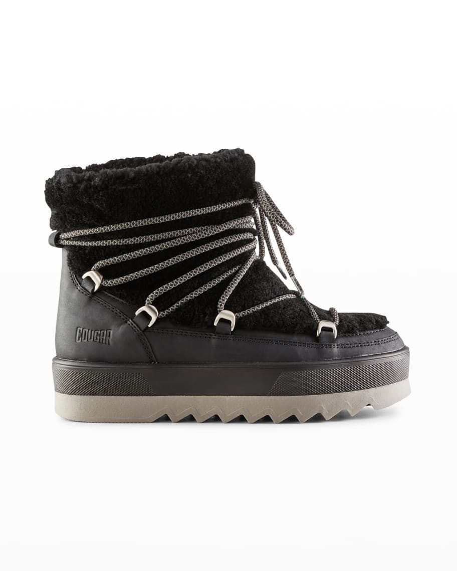 Cougar Verity Leather Shearling Winter Booties | Neiman Marcus