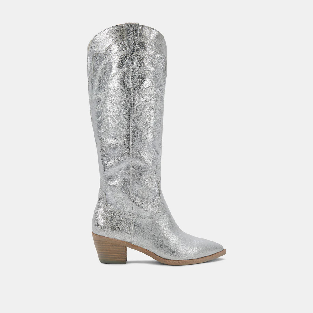SOLIDA BOOTS SILVER METALLIC SUEDE | DolceVita.com