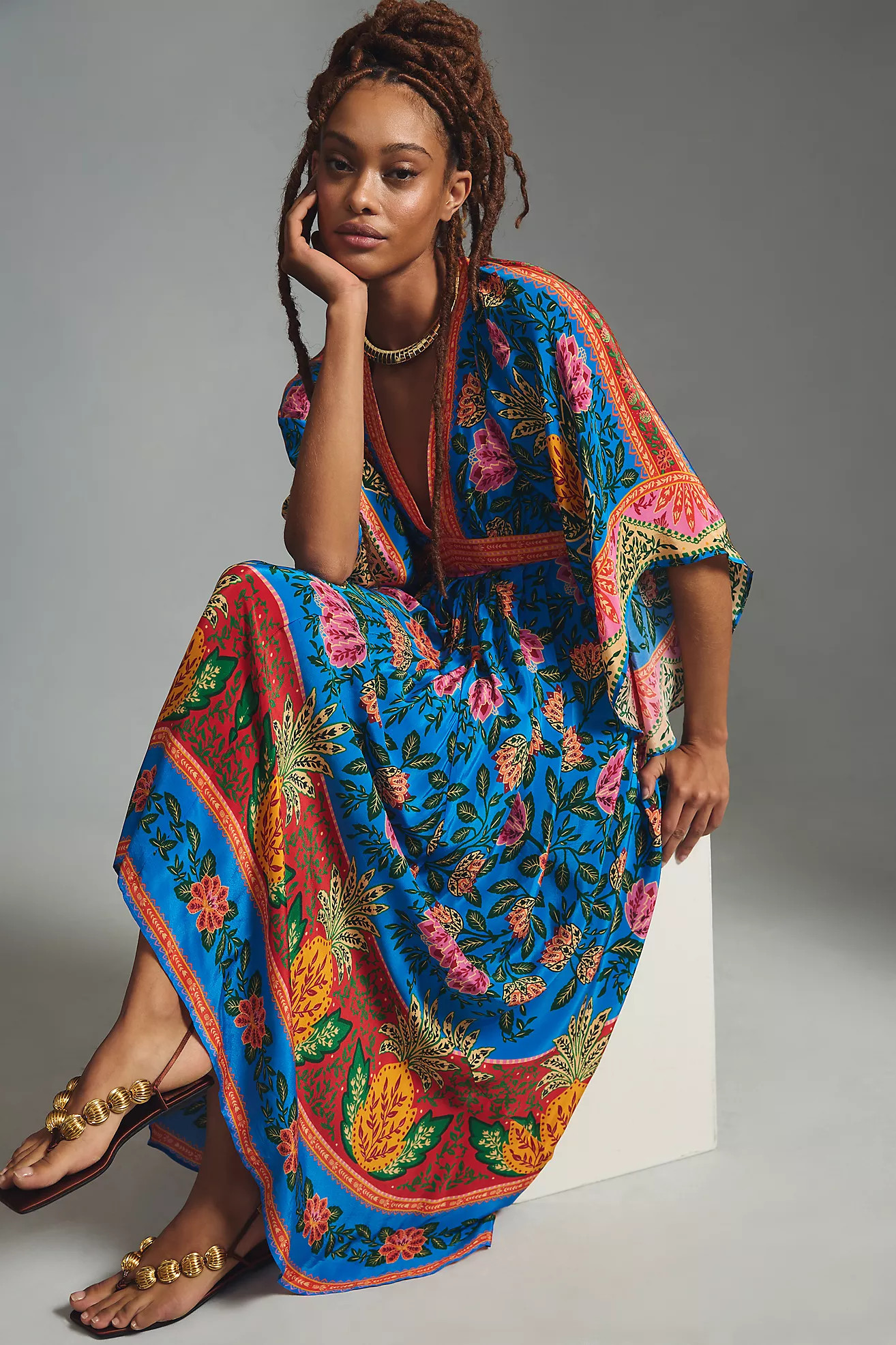 Farm Rio Pineapple Garden Kaftan Maxi Dress | Anthropologie (US)