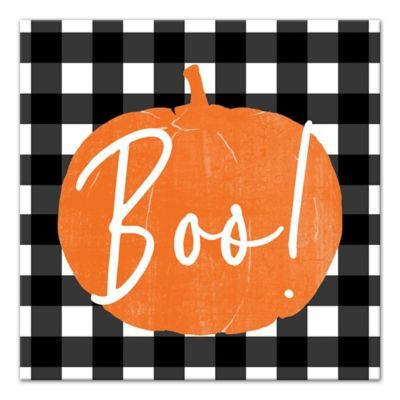 Designs Direct "Boo" Buffalo Check 16-Inch Square Canvas Wall Art | Bed Bath & Beyond