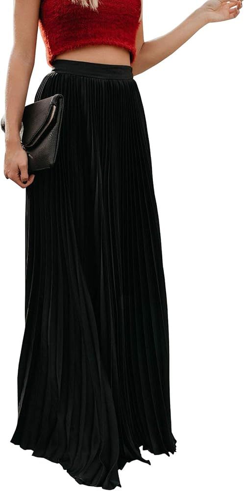 Women's High Waist Flowy Pleated Chiffon Maxi Skirt | Amazon (US)