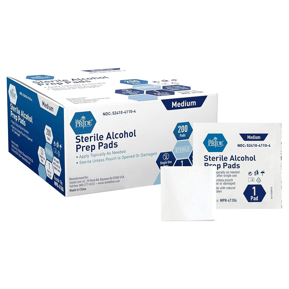 MED PRIDE Sterile Alcohol Prep Pads, Antiseptic, 70% Isopropyl, Individually Wrapped, Medical Gra... | Amazon (US)