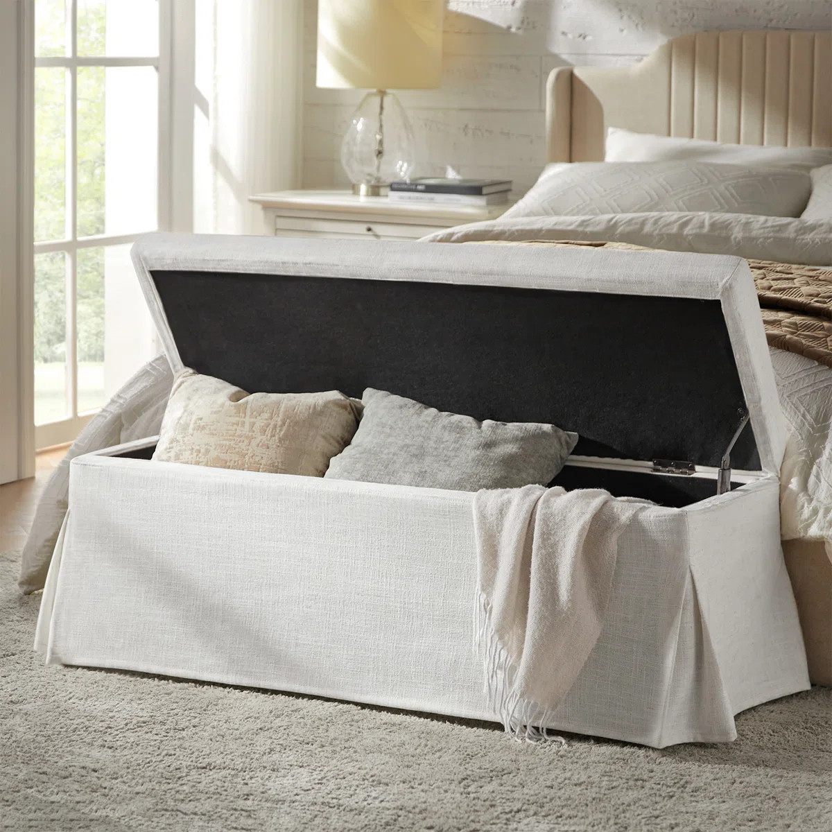 Lessman 46.5" Farmhouse Simple Assemble Storage Bench with Removable and Machine-Washable Slipcover | Wayfair North America